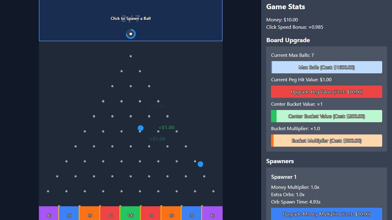 Pachinko Incremental — a busy board
