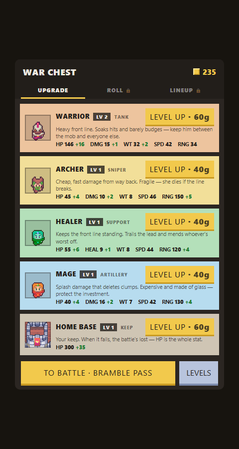 the war chest — level up your cards