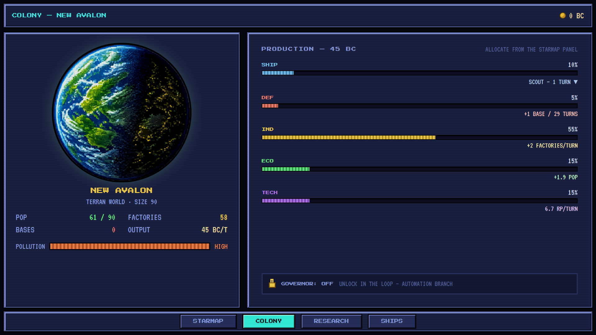 colony production sliders