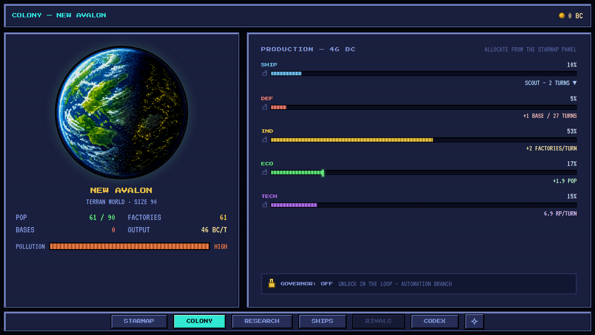 colony production sliders