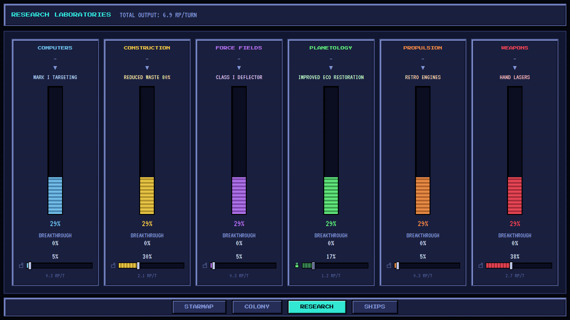 research allocation on draggable sliders, with locks