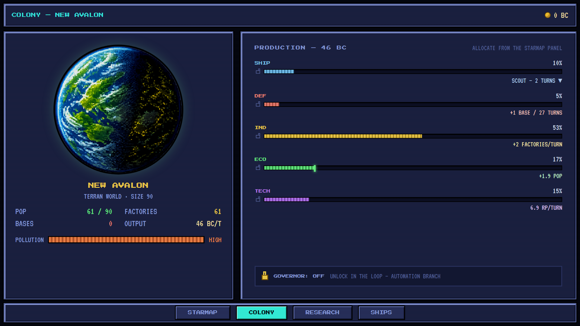 colony production sliders