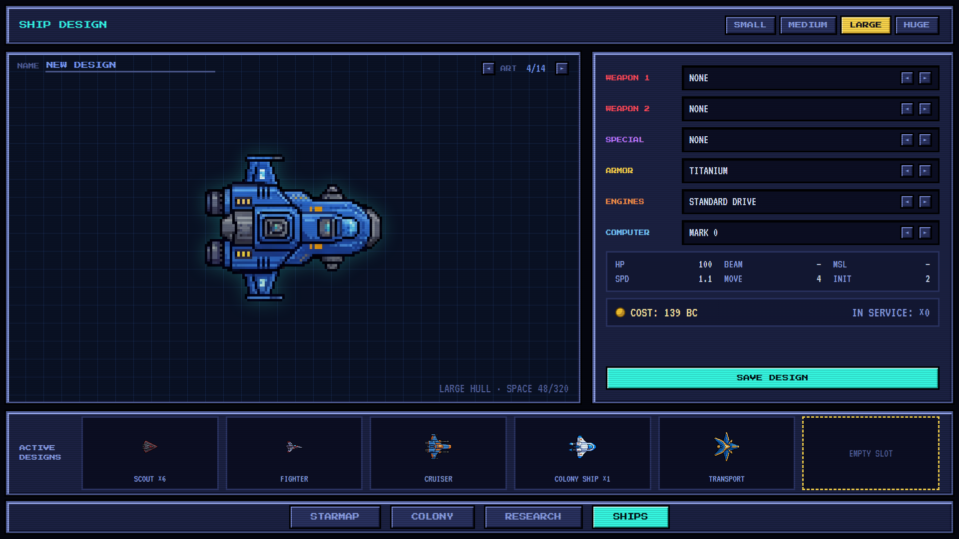 the ART cycler on the ship design screen
