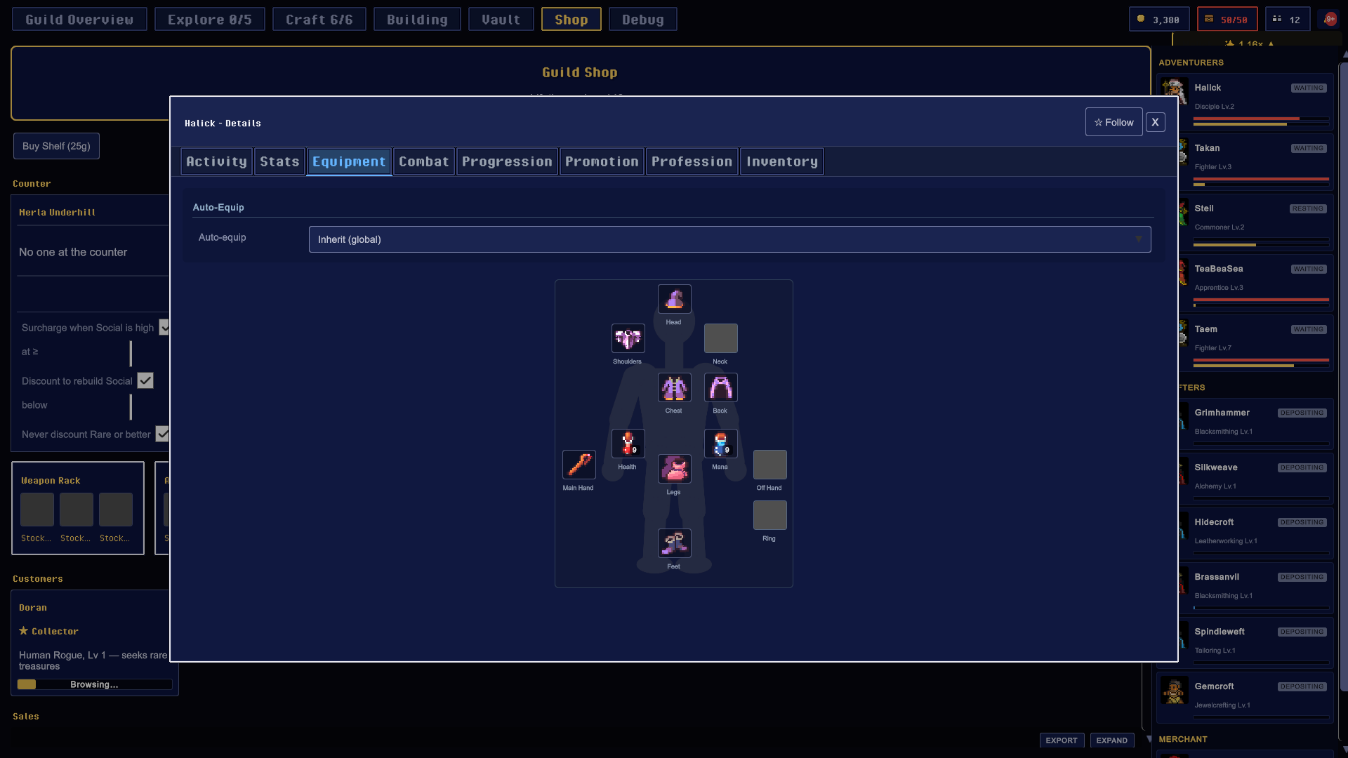 an adventurer's gear