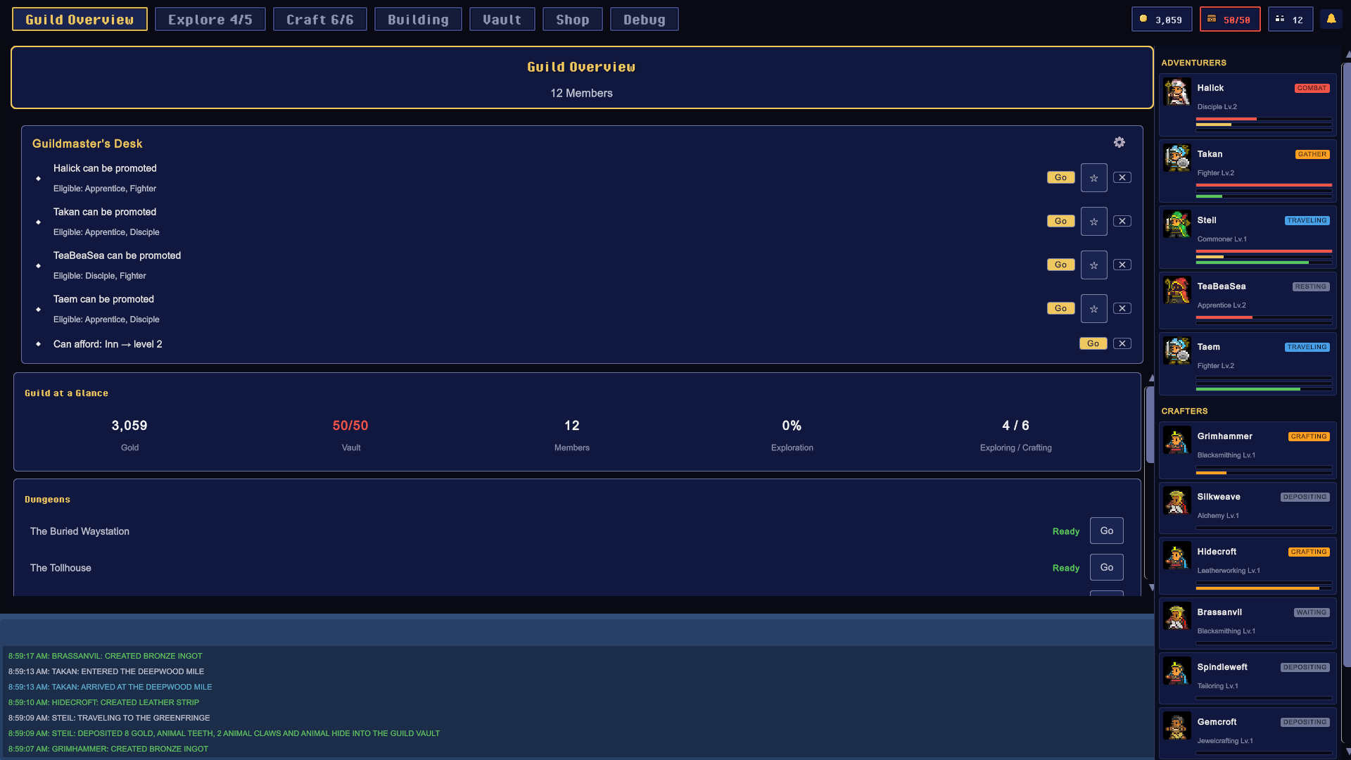 the guild dashboard
