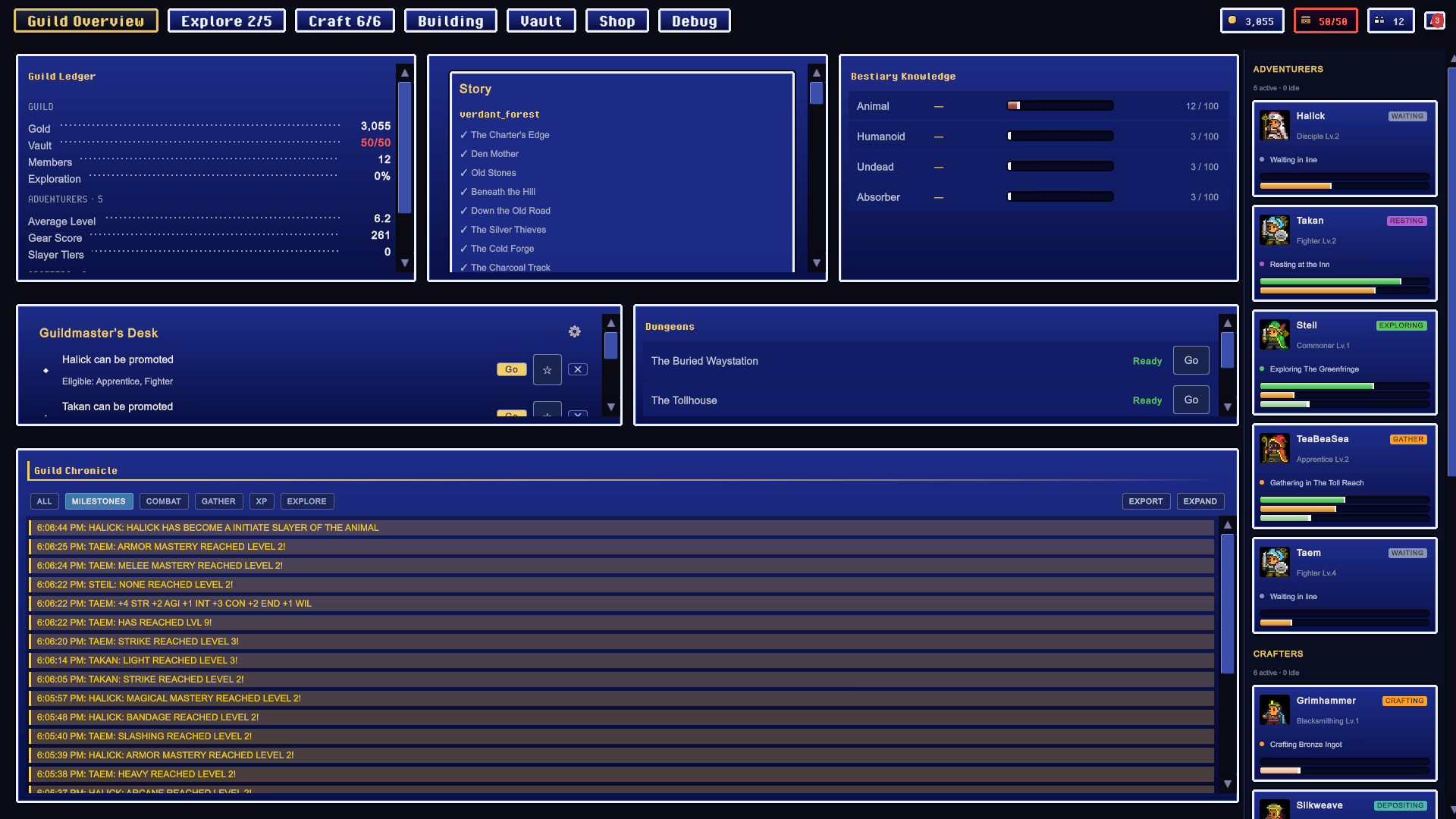 the guild chronicle, filtered to milestones
