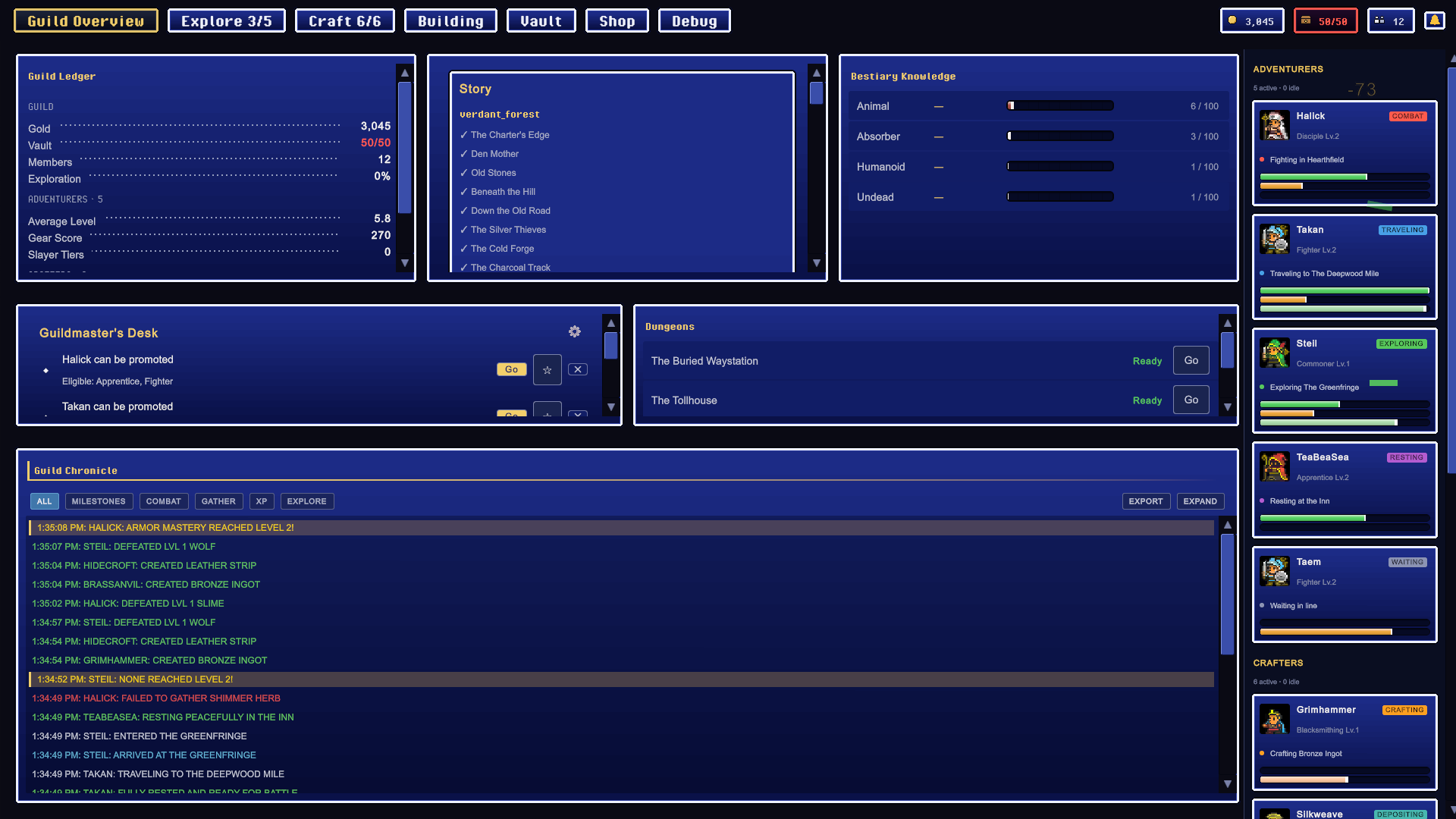 the guild dashboard