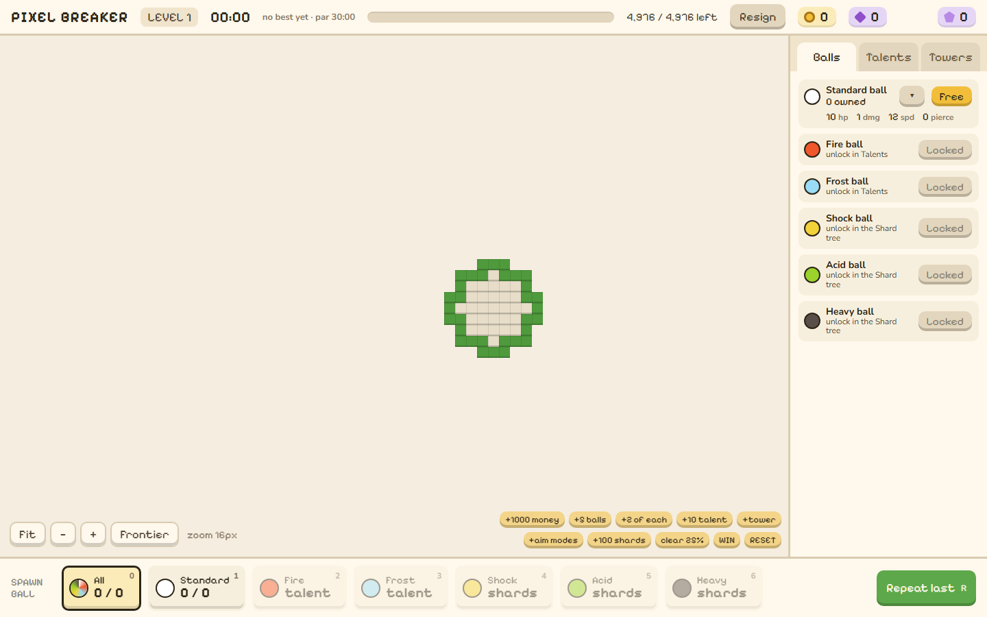 level 1, before the first ball
