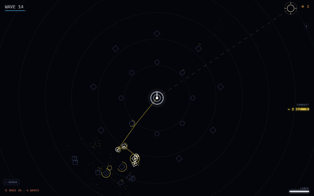 one bolt, a whole crowd — arcs leaping between enemies as the charge meters fill